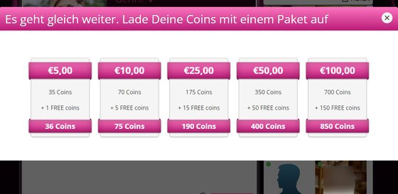 Screenshot der cooler-chat Preise
