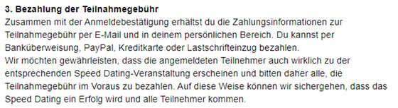 Screenshot der DateYork Preise