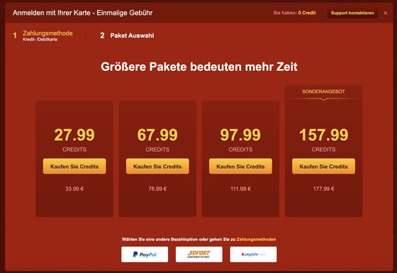Screenshot der Livejasmin Preise