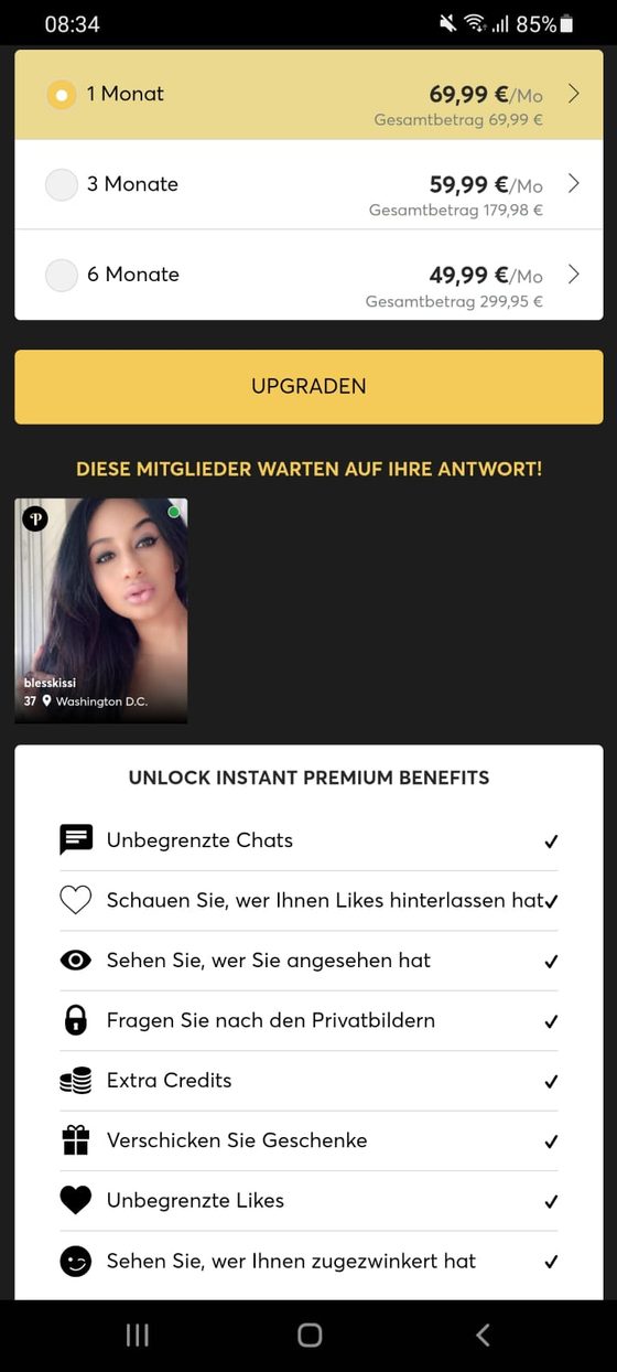 Screenshot der RichMeetBeautiful Preise