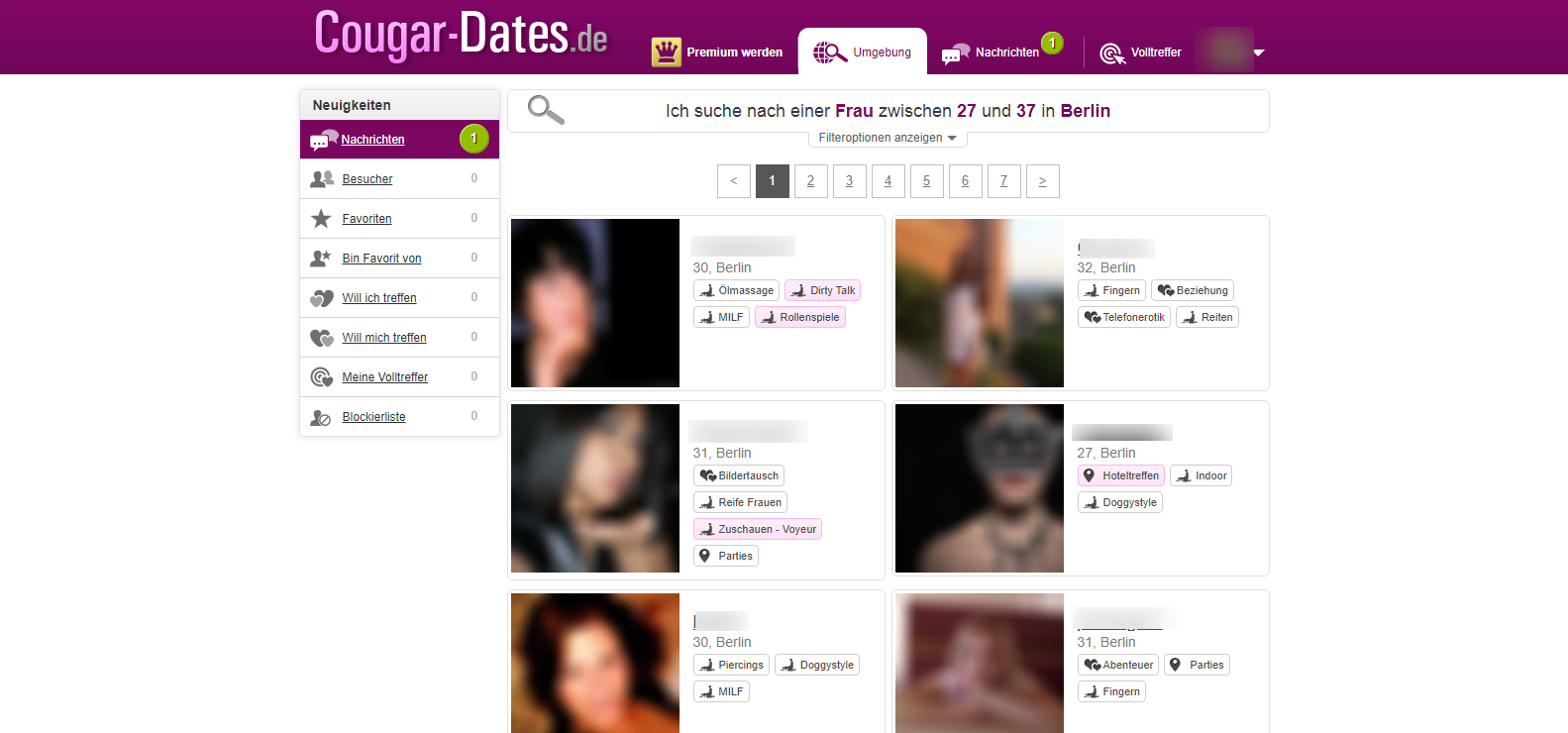 Cougar-Dates Startseite