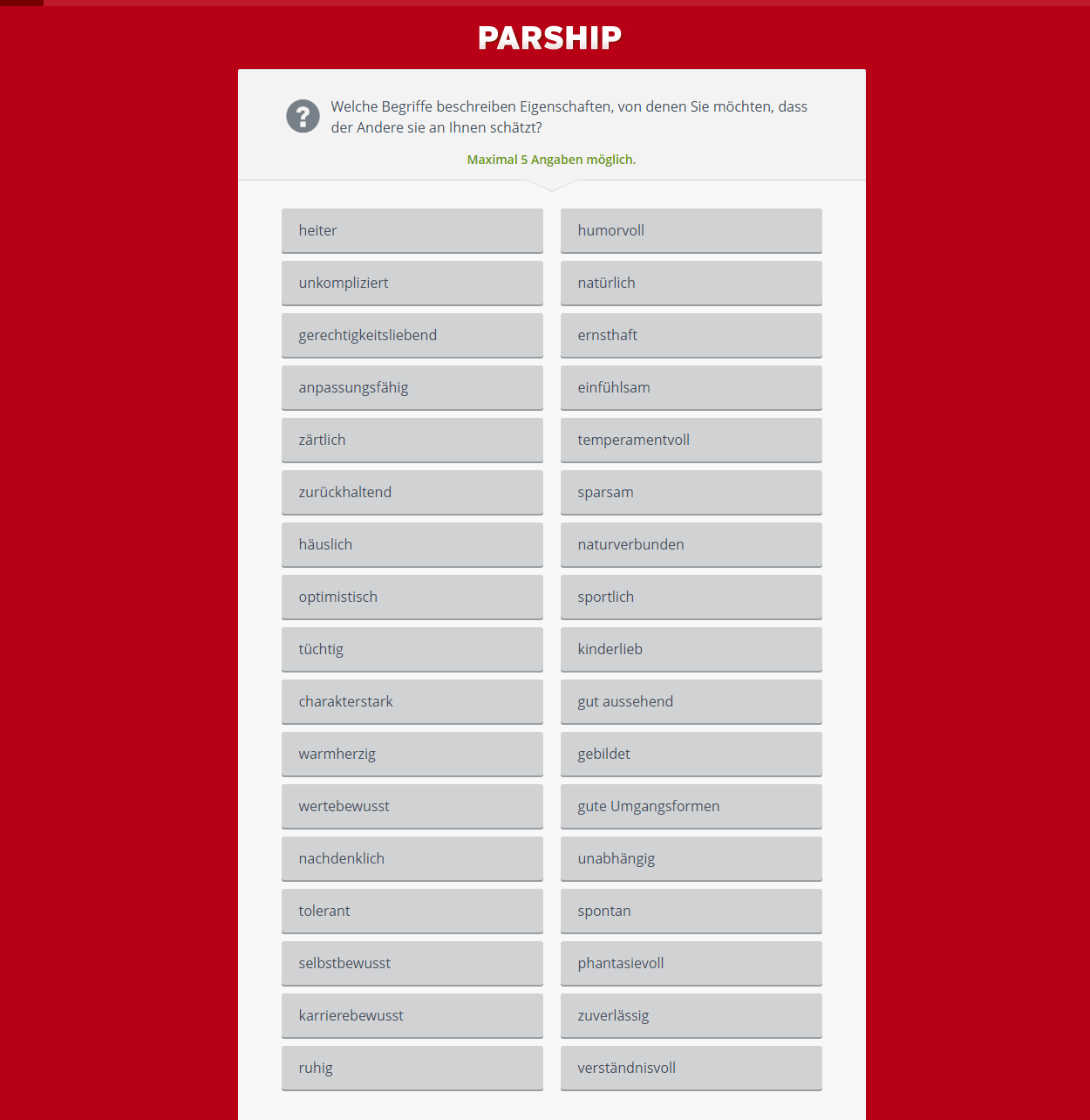 Parship fragebogen fragen