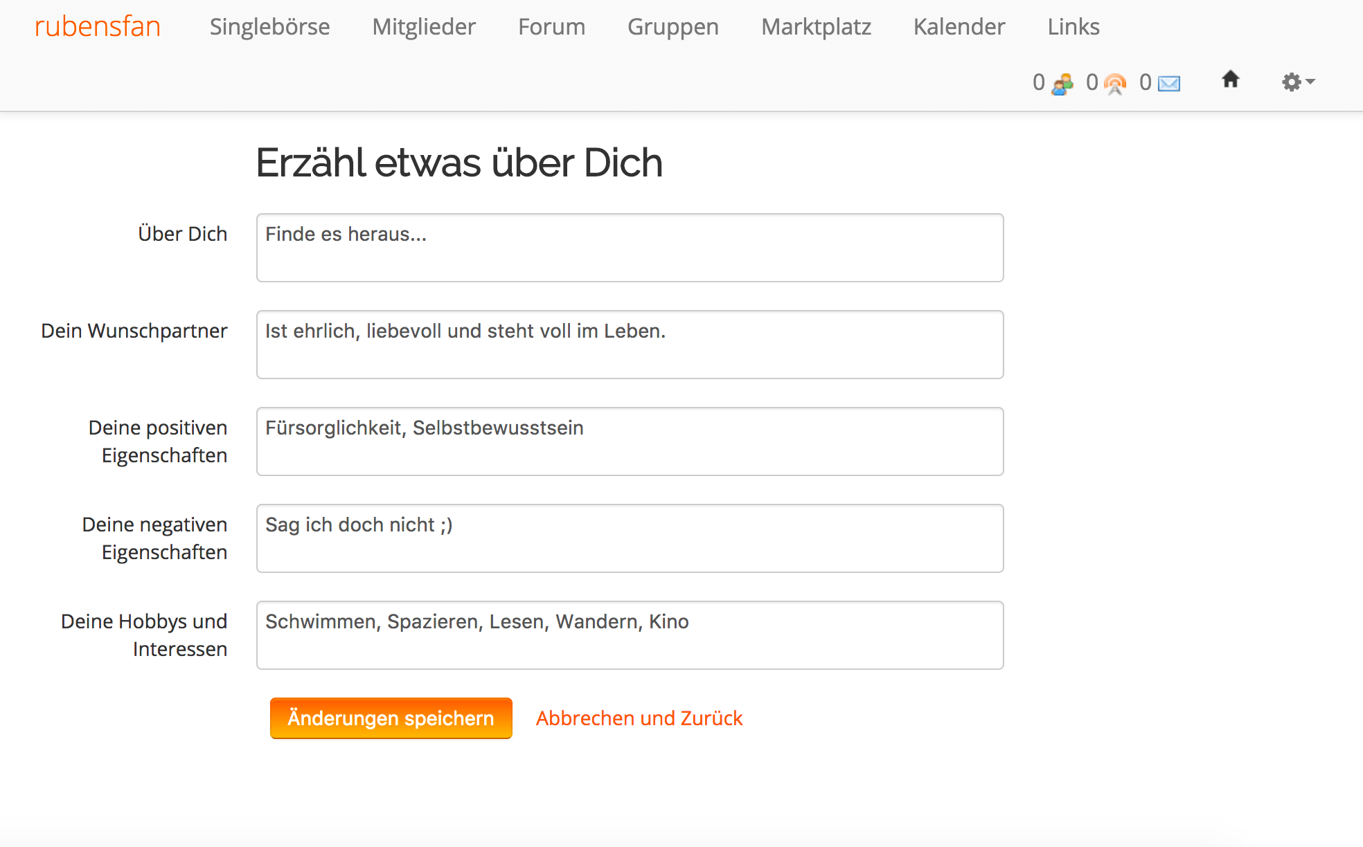 Profilbeschreibung partnersuche
