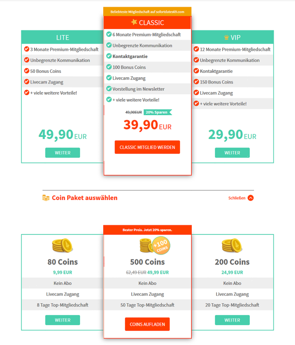 Sofortdates69 AT Preise